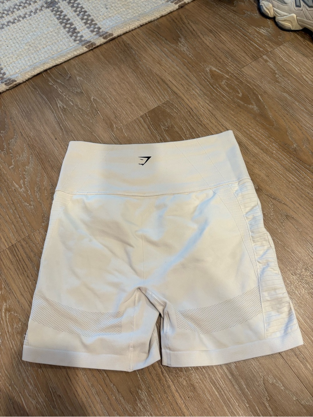 Gymshark Women’s High-Waist Cream Seamless Athletic Shorts